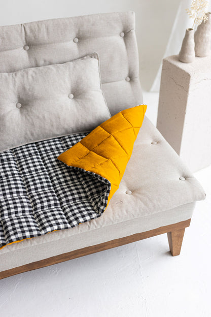 Two-sided Mustard Linen Couch Mat