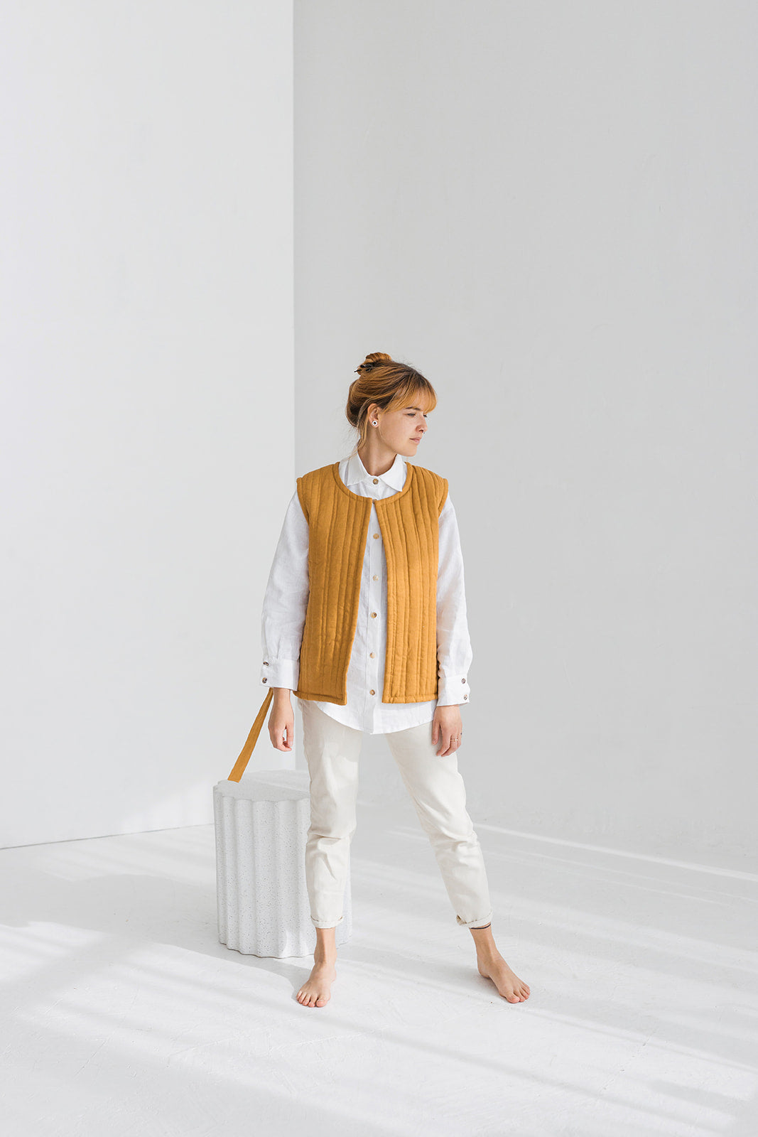 quilted linen vest
