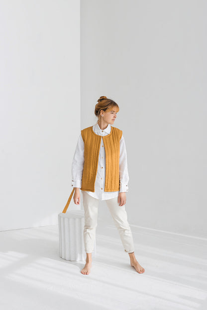 quilted linen vest