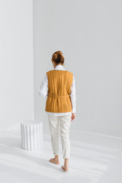 quilted linen vest