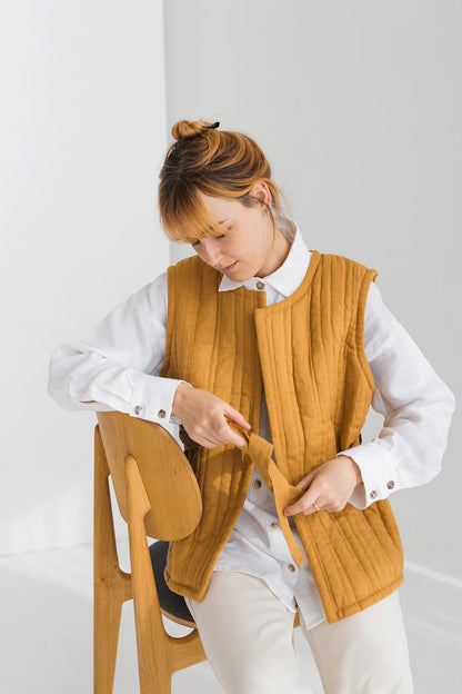 quilted linen vest