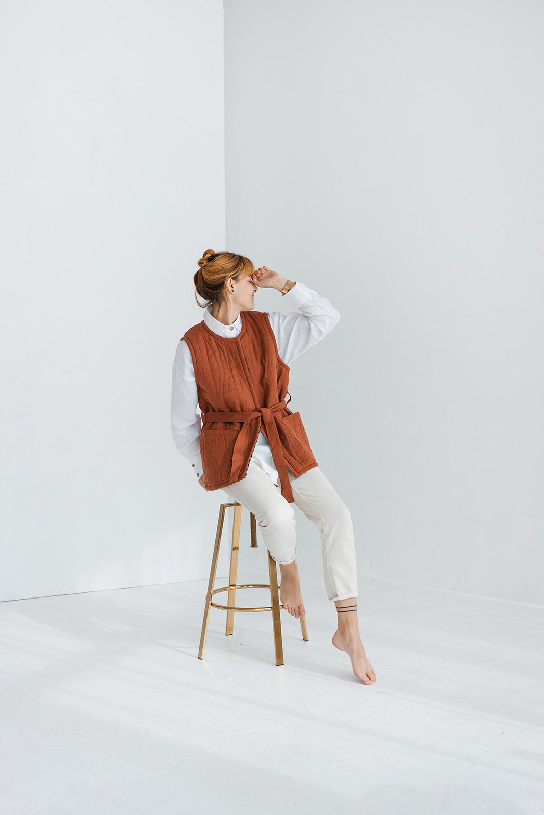 quilted linen vest