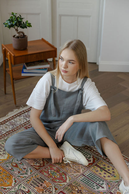 Gray linen jumpsuit
