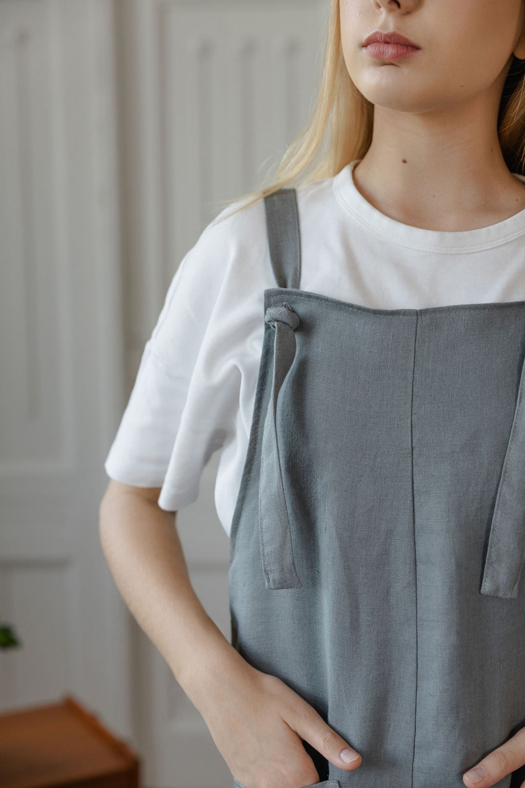 Gray linen jumpsuit