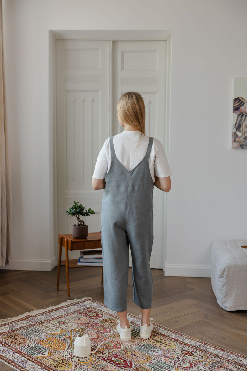 Gray linen jumpsuit