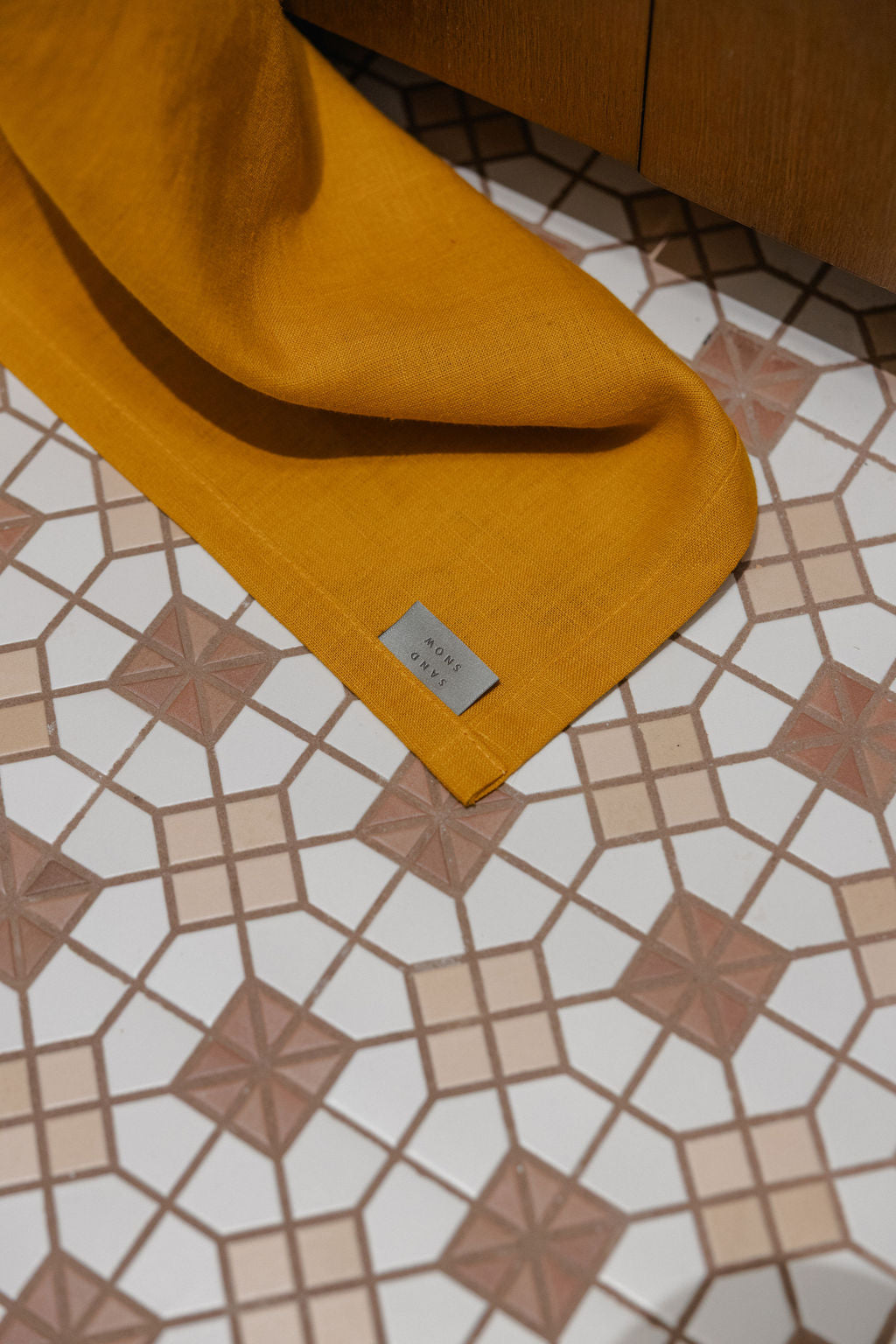 Mustard Linen Sink Skirt With Velcro