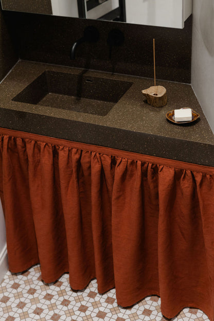 linen sink skirt with velcro