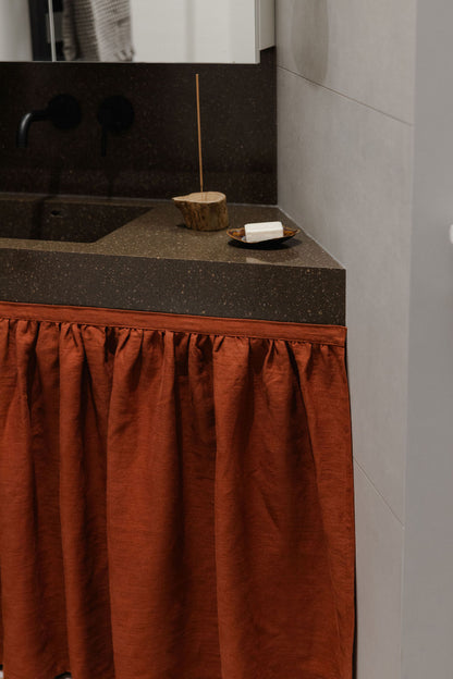 linen sink skirt with velcro