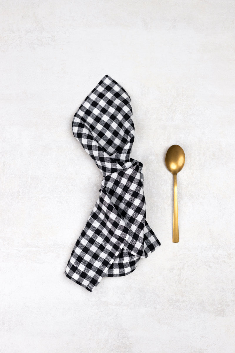 black gingham linen napkins