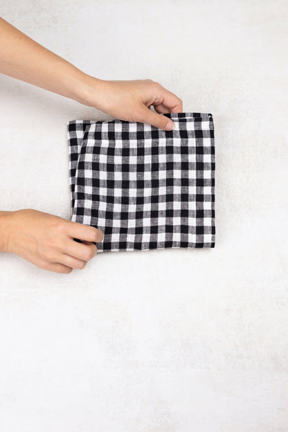 black gingham linen napkins