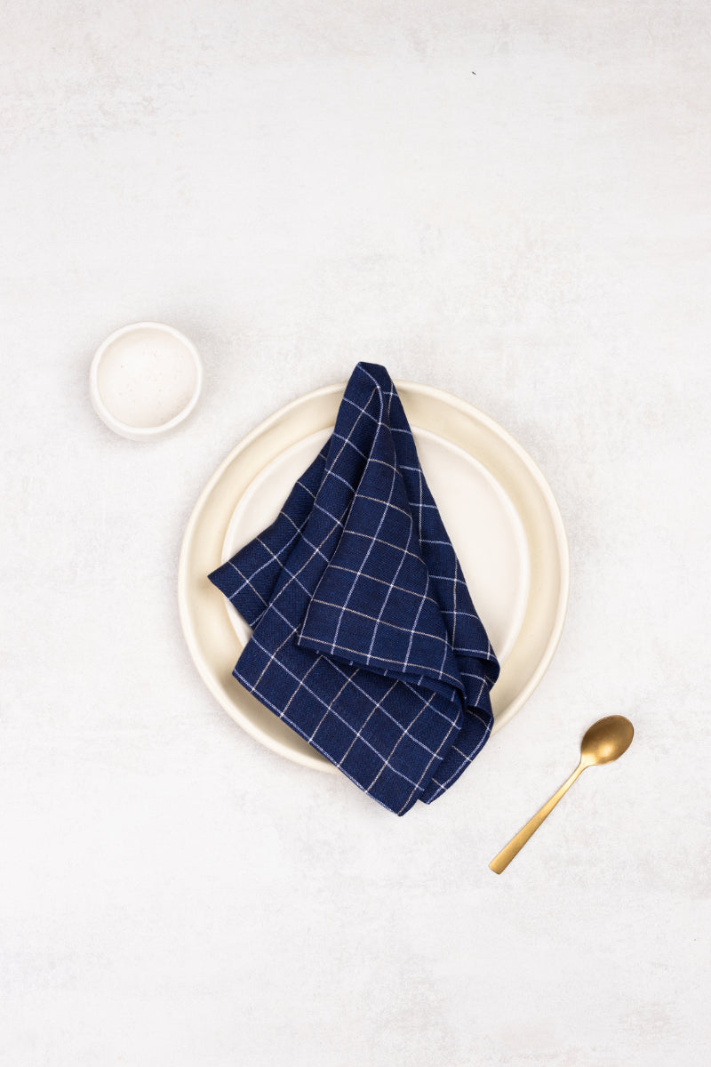 blue linen napkin