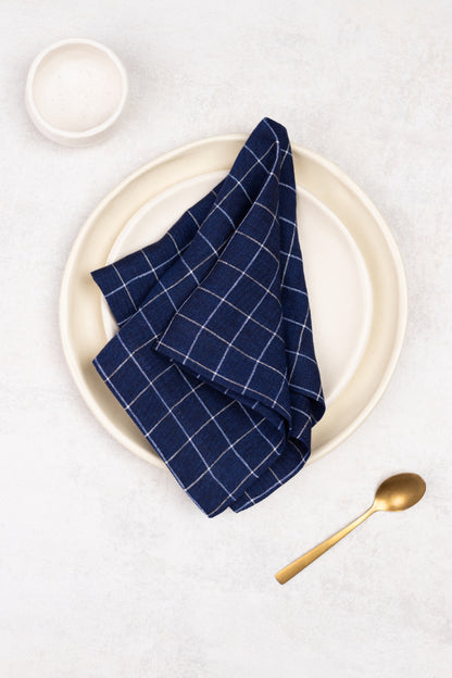 blue linen napkin