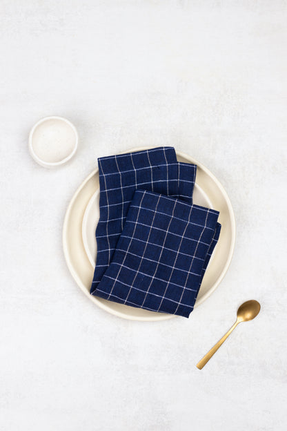 blue linen napkin