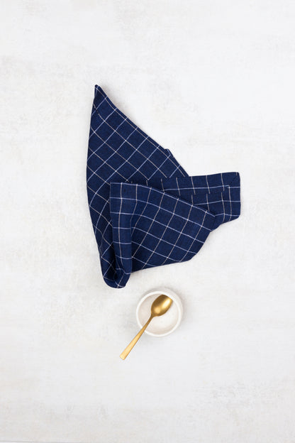 blue linen napkin