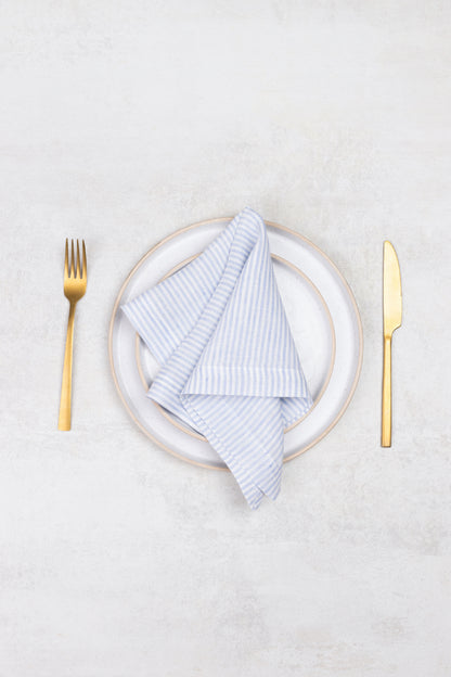 Sky Blue Stripes Linen Napkins Set Of 2