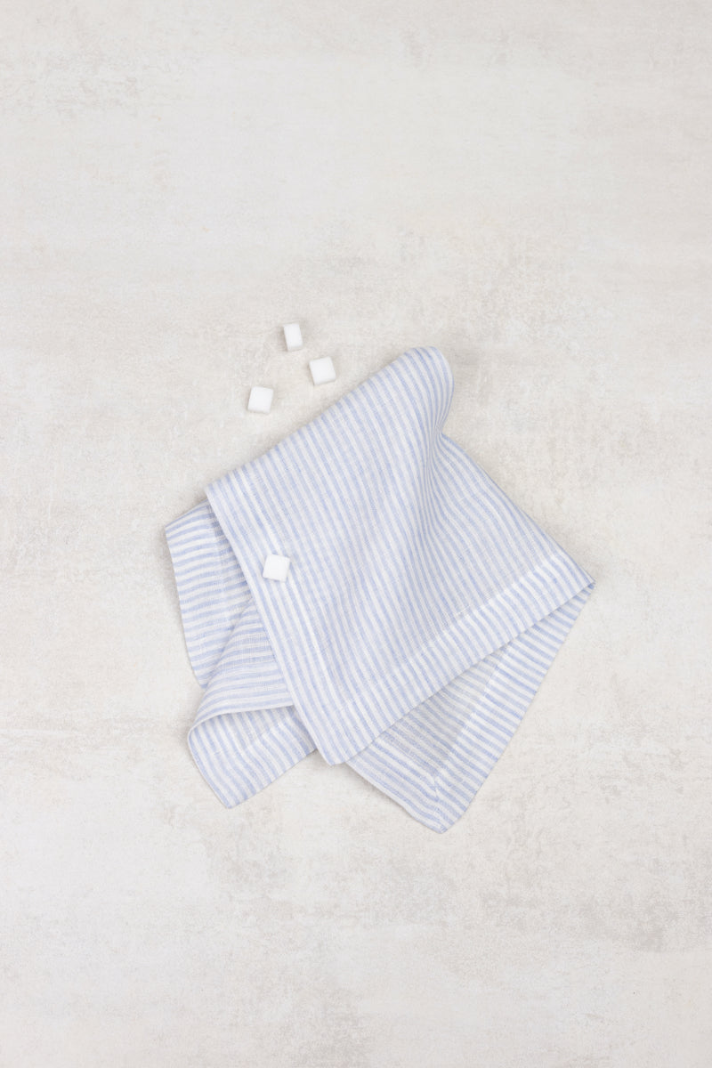 Sky Blue Stripes Linen Napkins Set Of 2