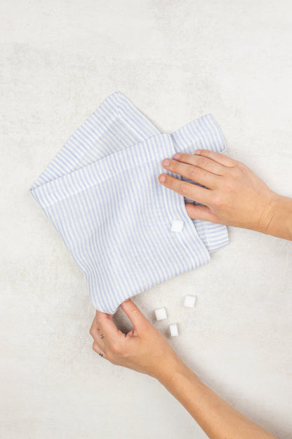 Sky Blue Stripes Linen Napkins Set Of 2