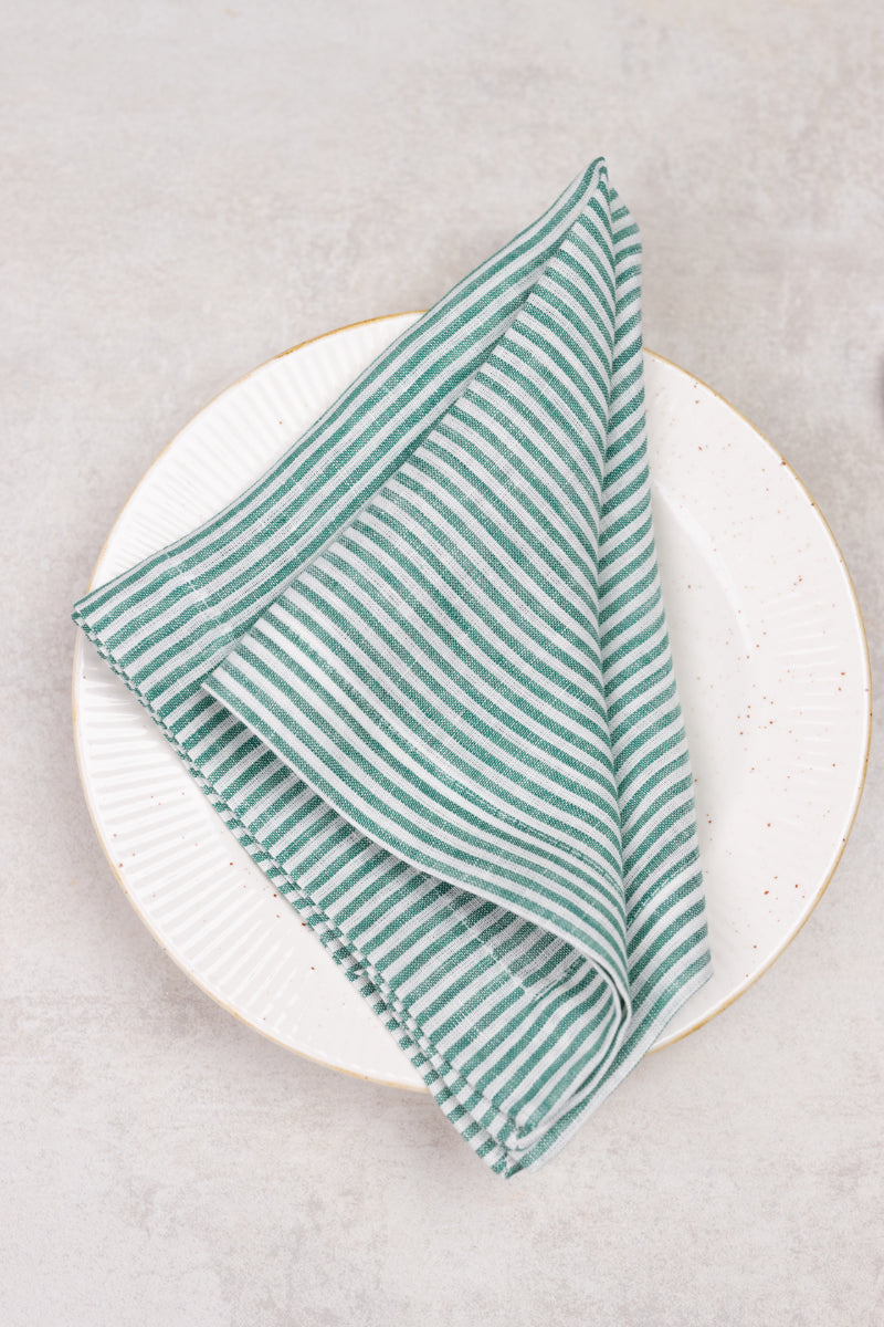 green striped linen napkins