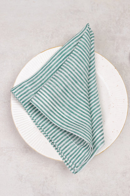 green striped linen napkins