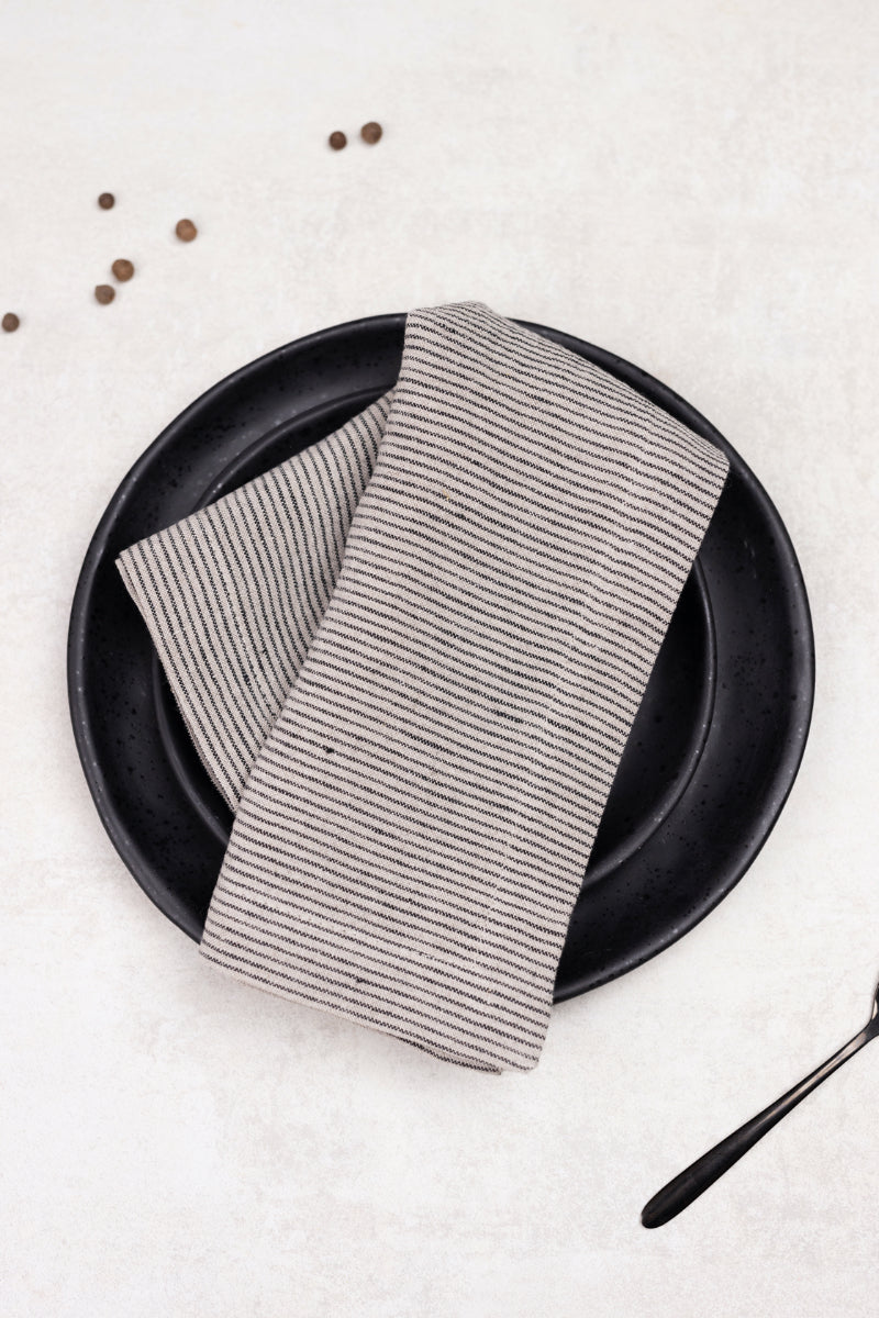 striped black napkin