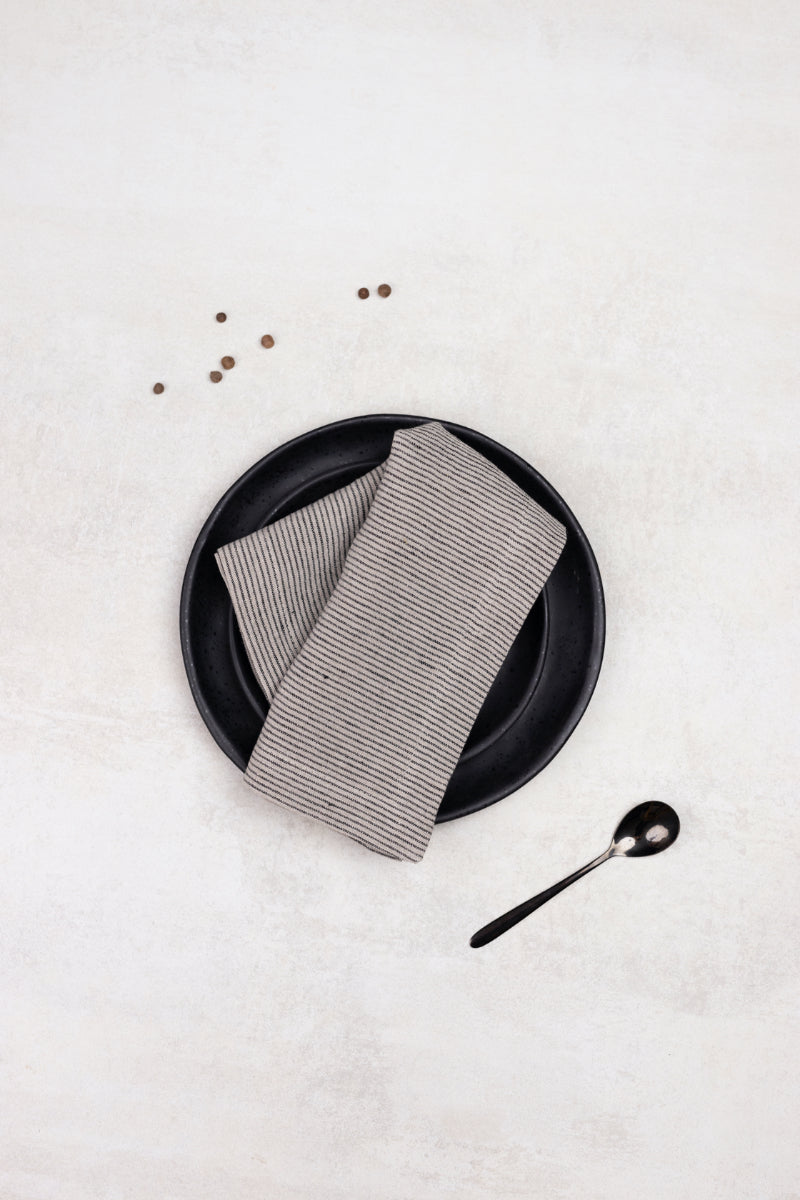striped black napkin