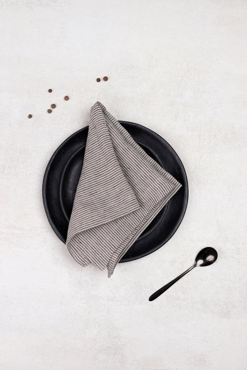 striped black napkin