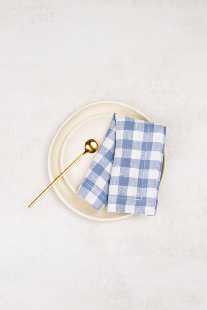 blue gingham linen napkins