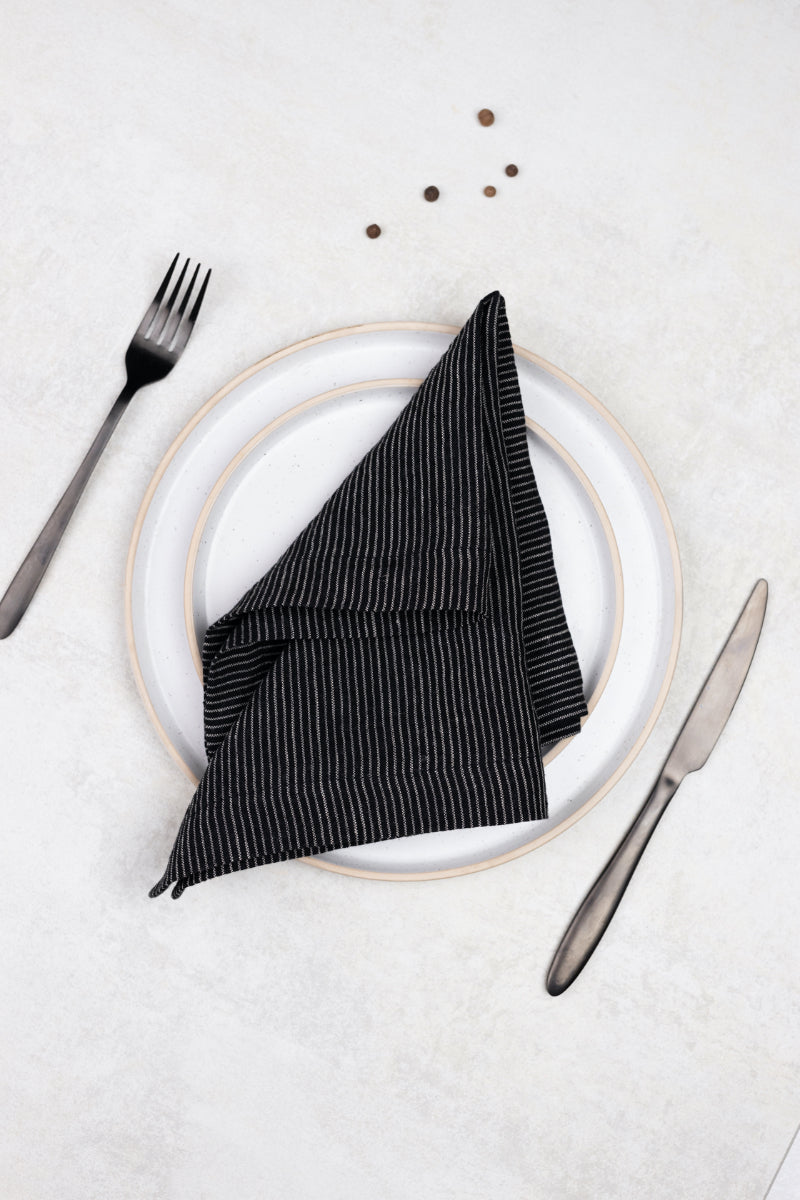 black striped linen napkin