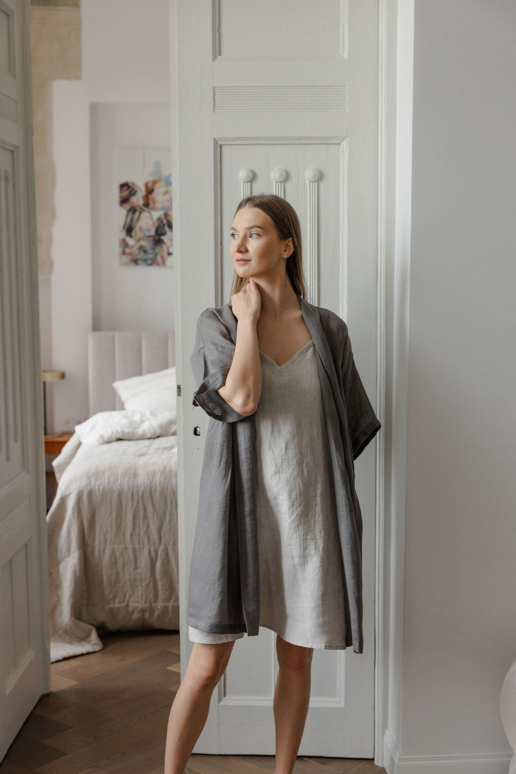 lightweight linen bath robe
