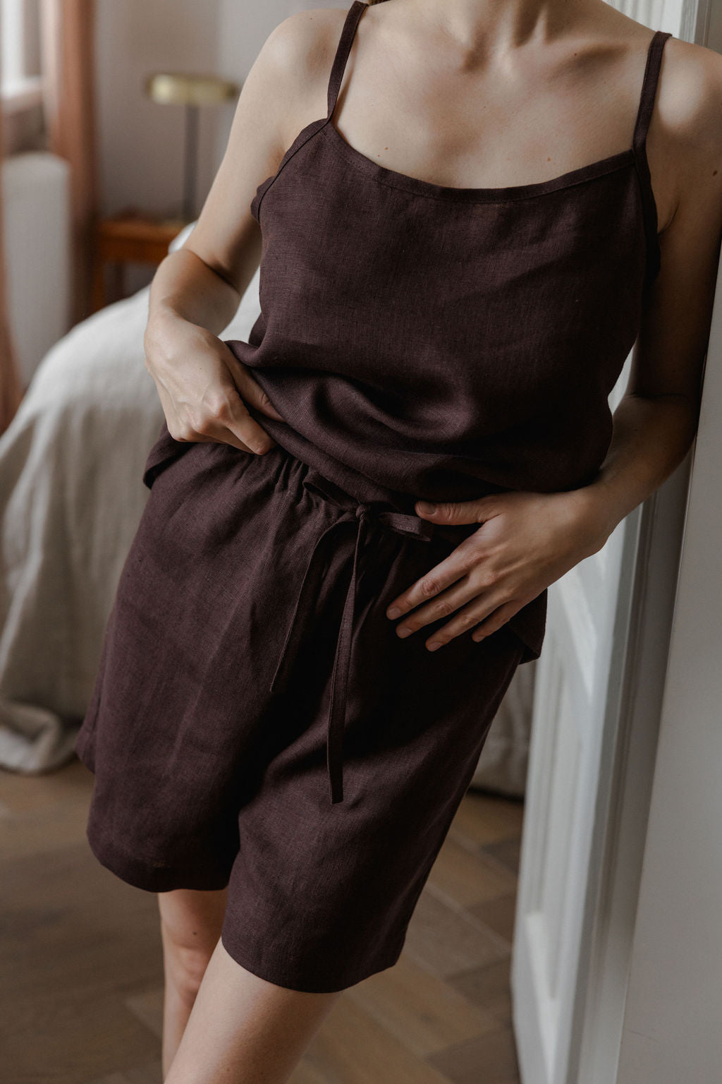 brown linen pajama