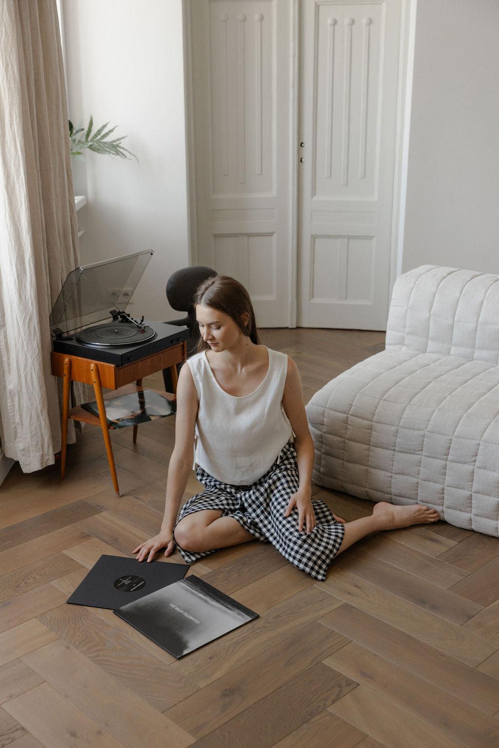 white linen crop top with side ties