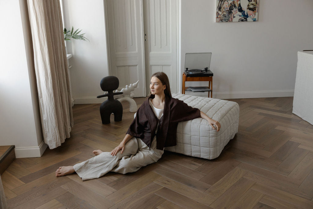 Chocolate Brown Linen Kimono Jacket