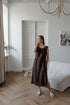 Chocolate brown linen dress