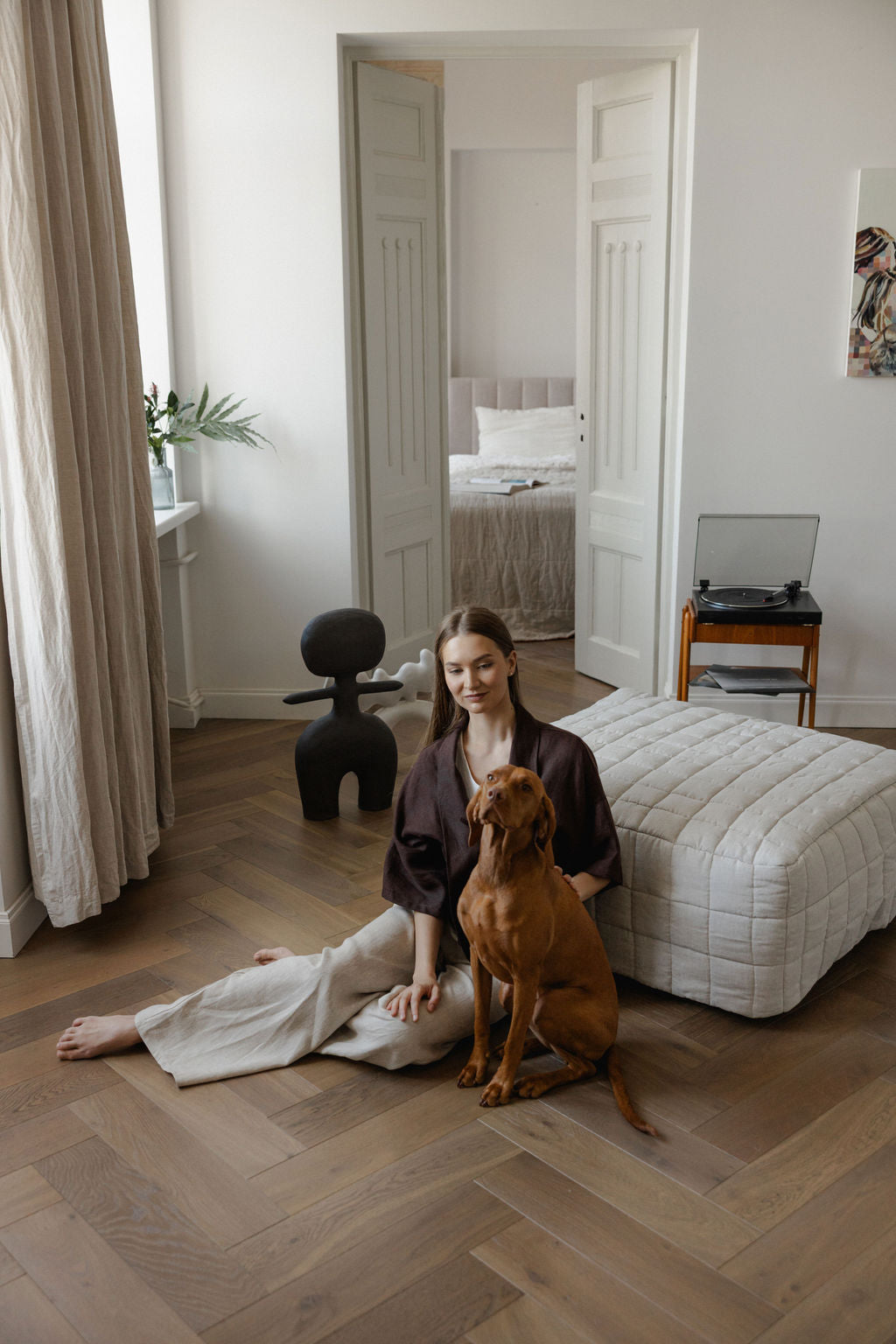 Chocolate Brown Linen Kimono Jacket