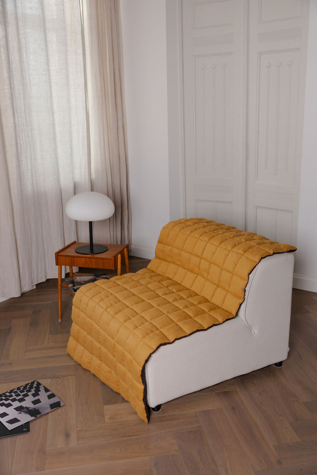 quilted linen couch cover