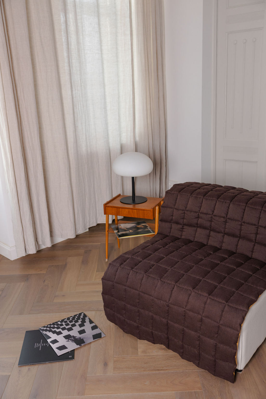 quilted linen couch cover