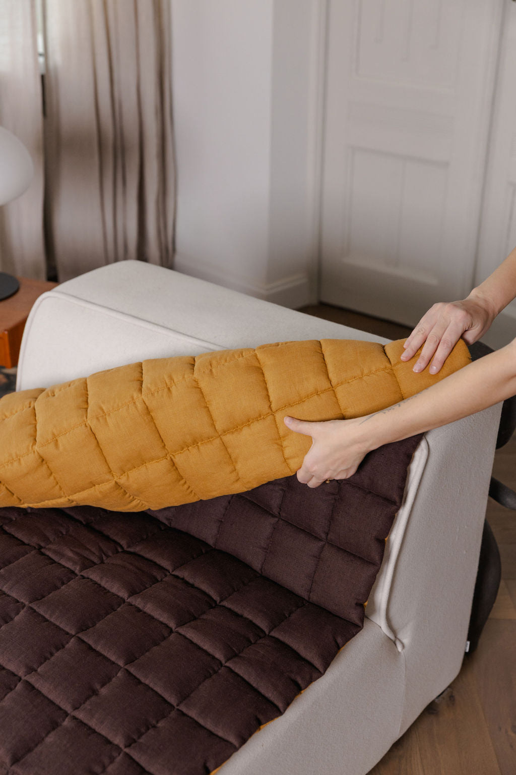 quilted linen couch cover