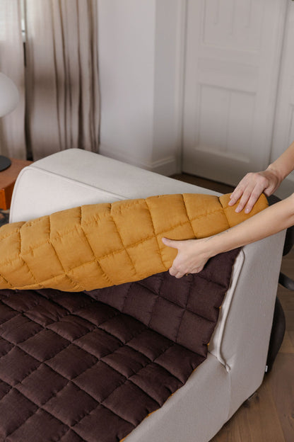 quilted linen couch cover