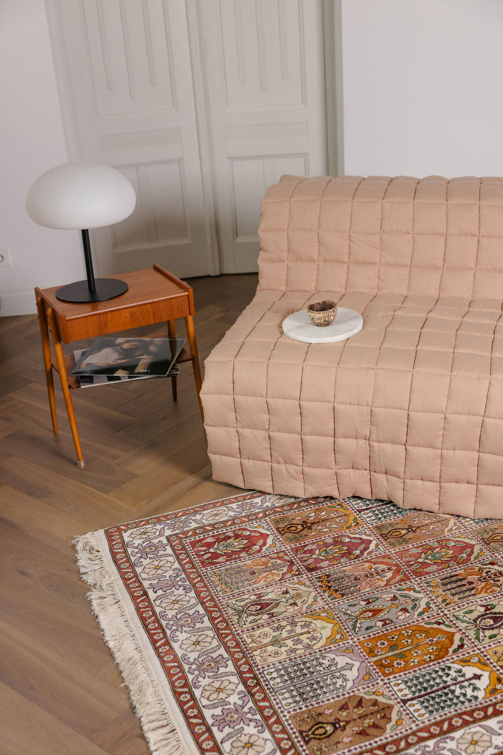 quilted linen seat cover