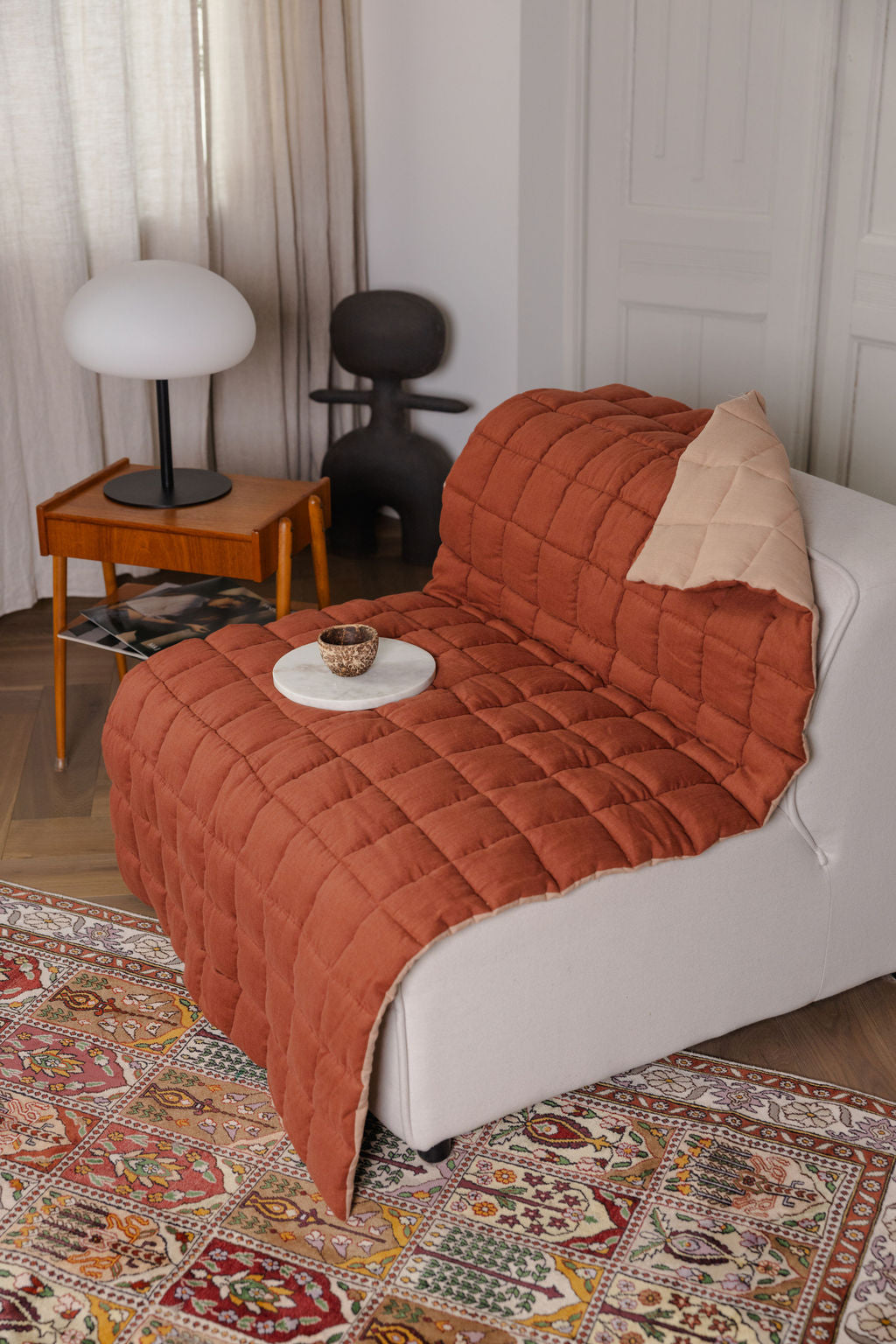 quilted linen lounge slipcover