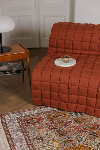 quilted linen lounge slipcover