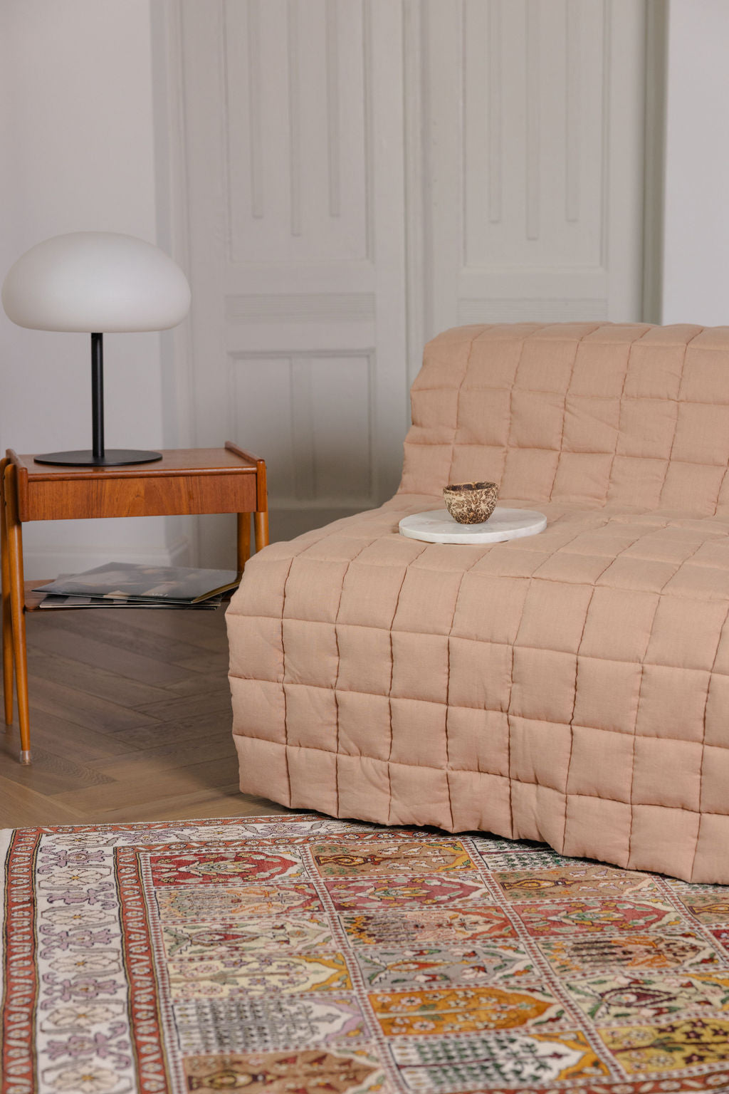 quilted linen seat cover