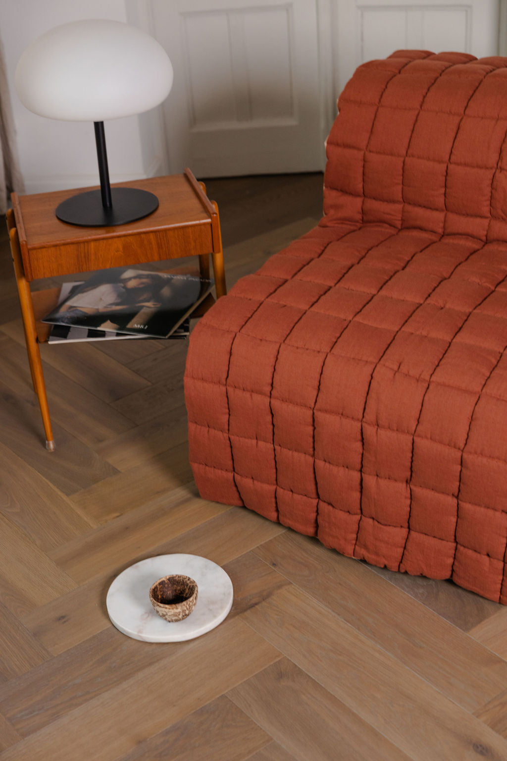 quilted linen lounge slipcover