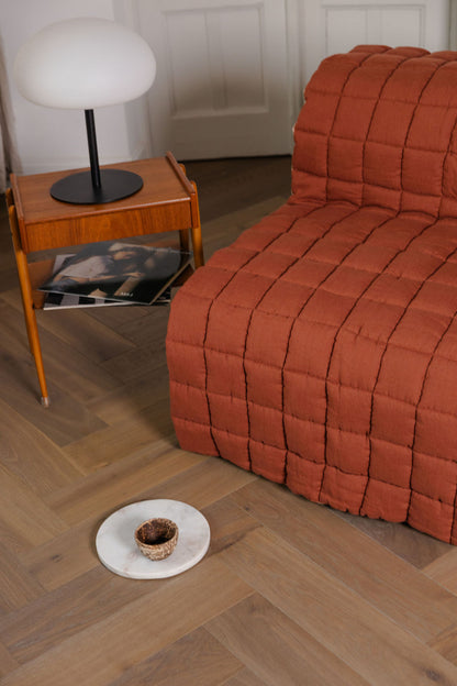 quilted linen lounge slipcover