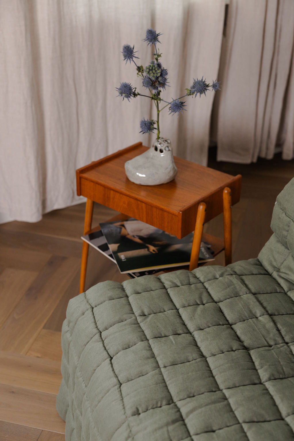 quilted linen lounge cover