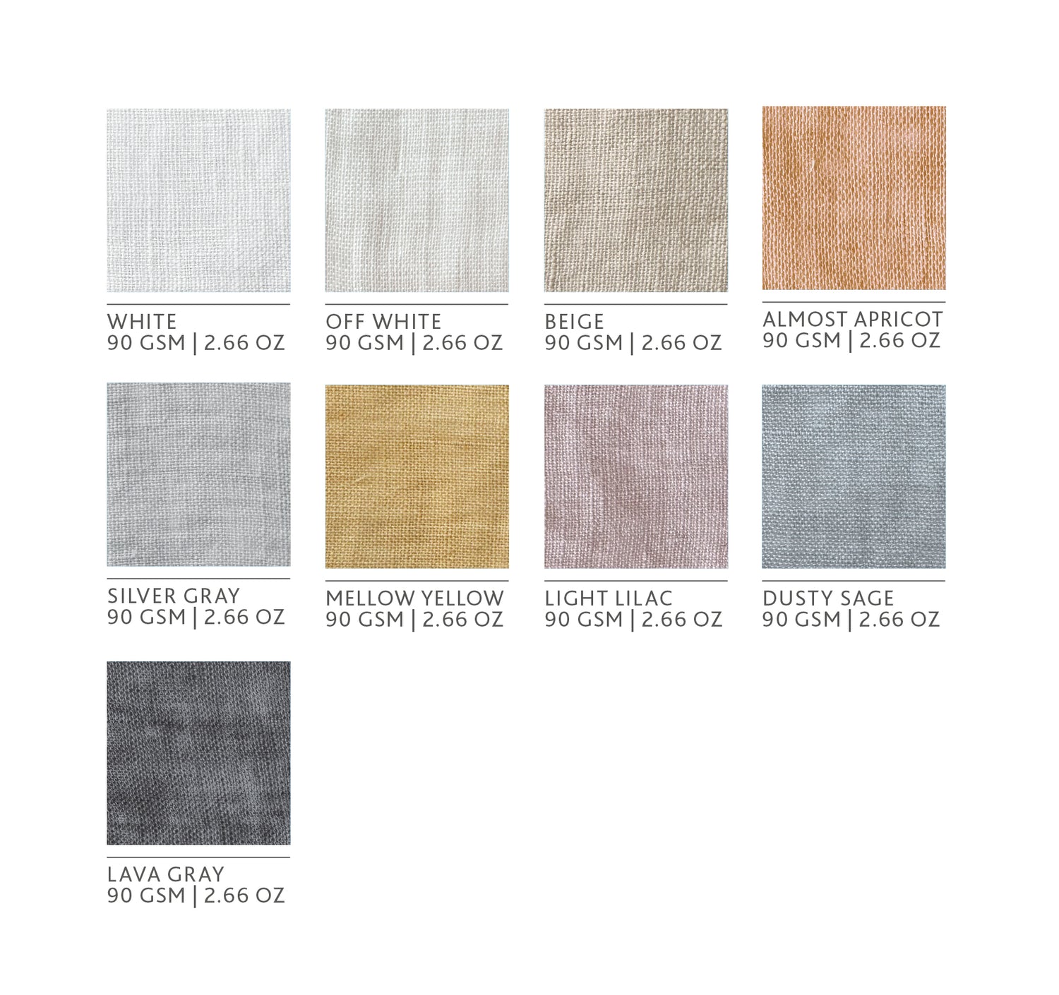 lightweight linen color swatches