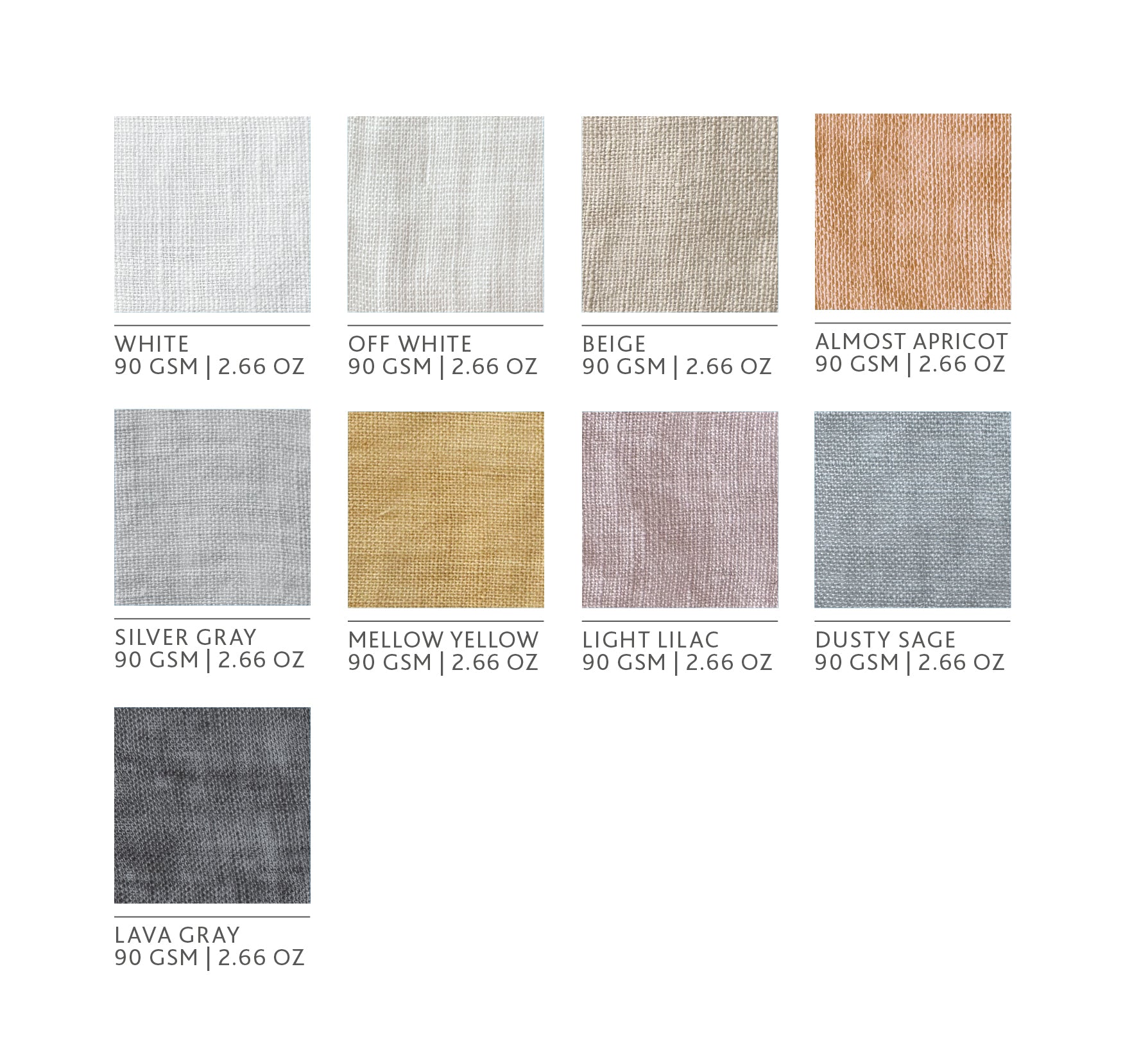 lightweight linen color swatches