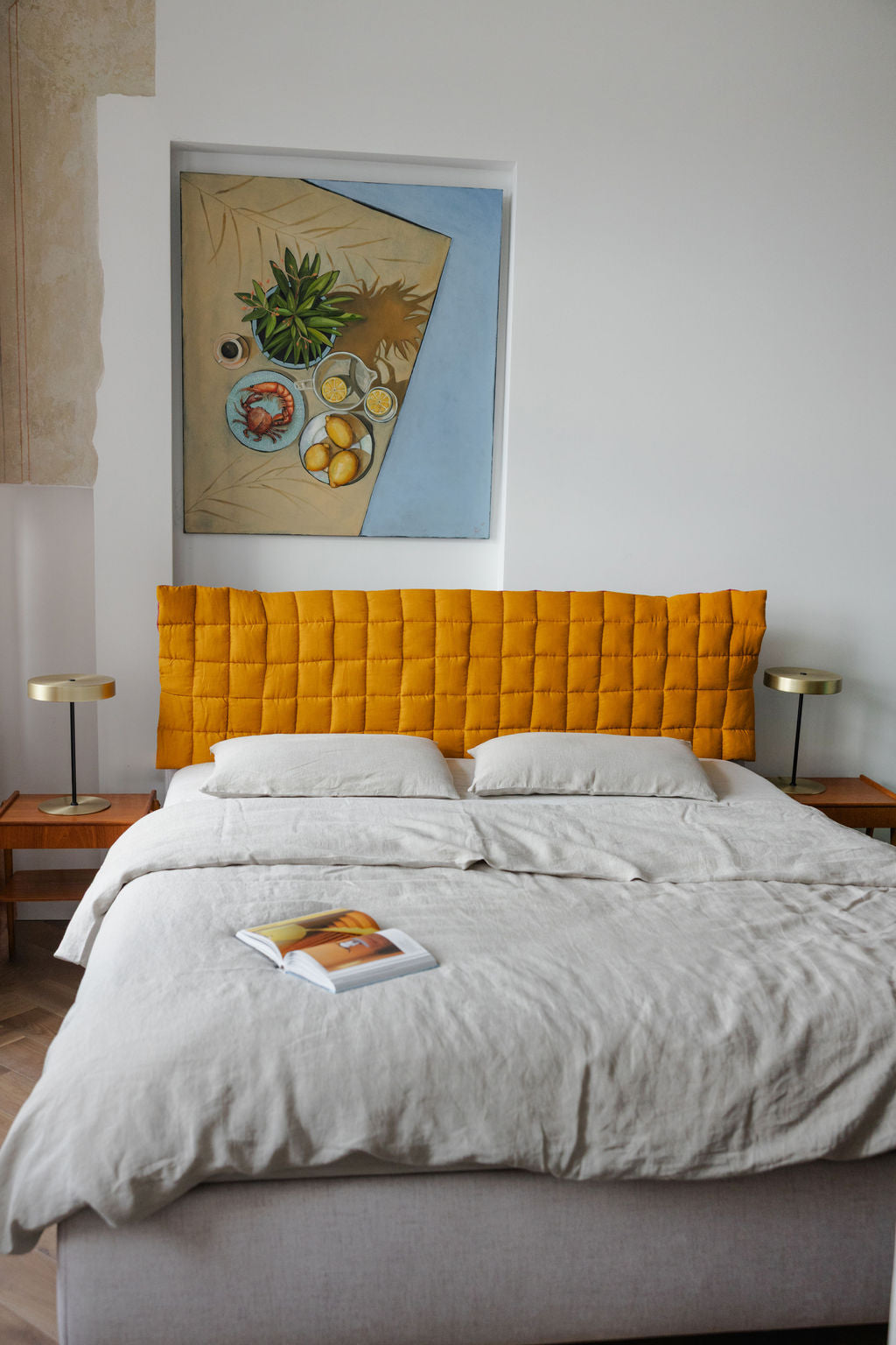 Mustard Linen Headboard Cover