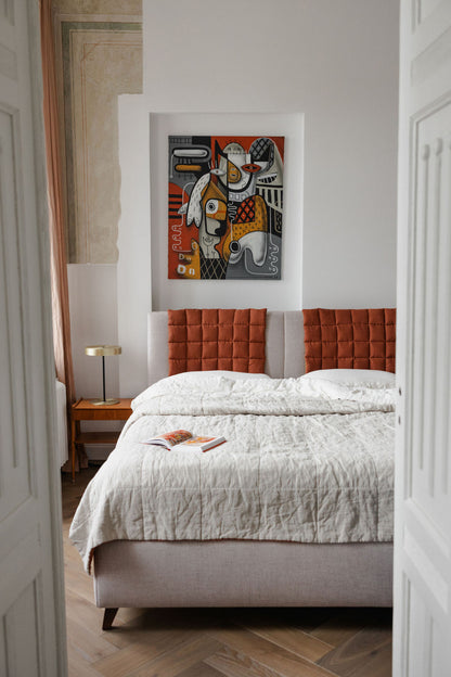 Rusty Linen Headboard Cover