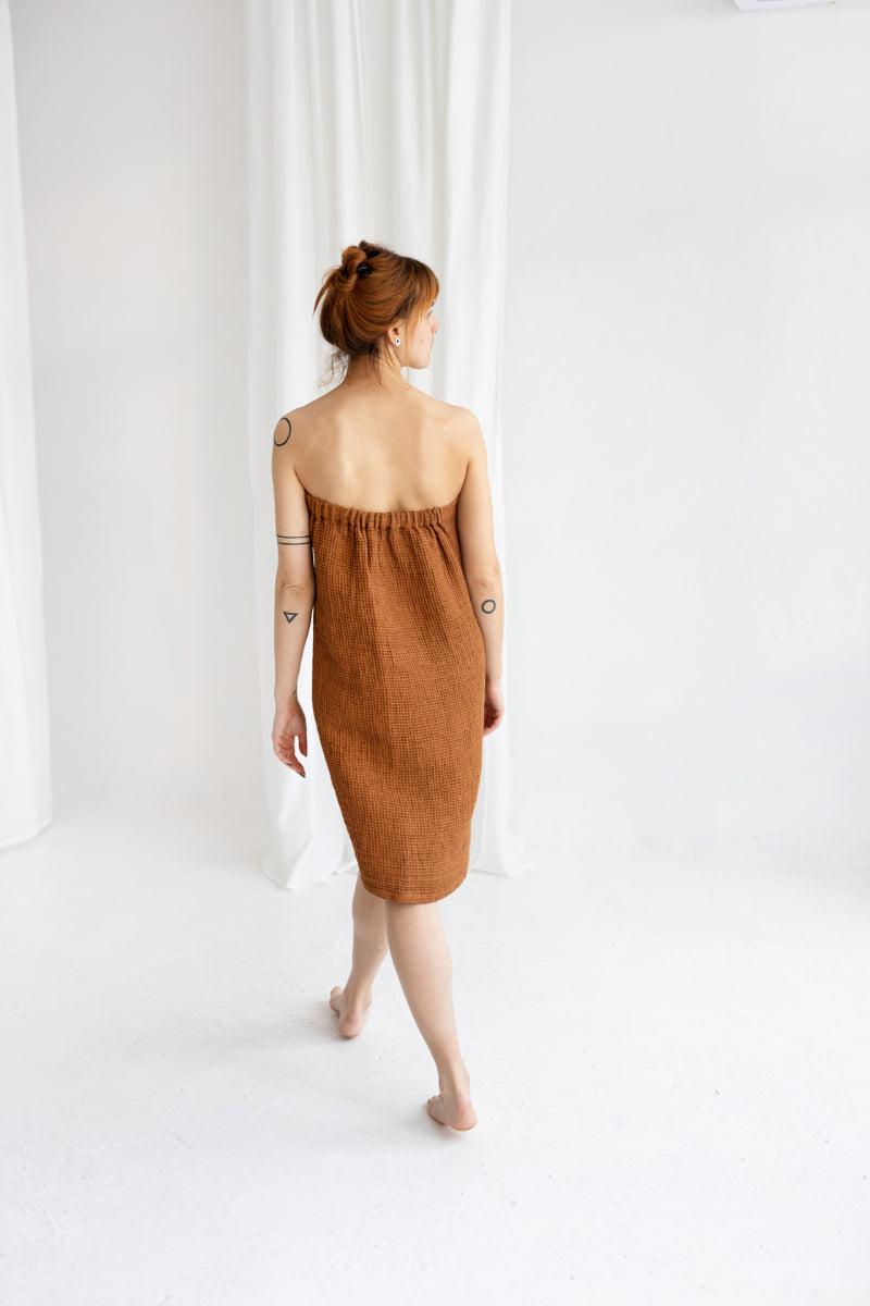 Cinnamon Waffle Linen Sauna Towel